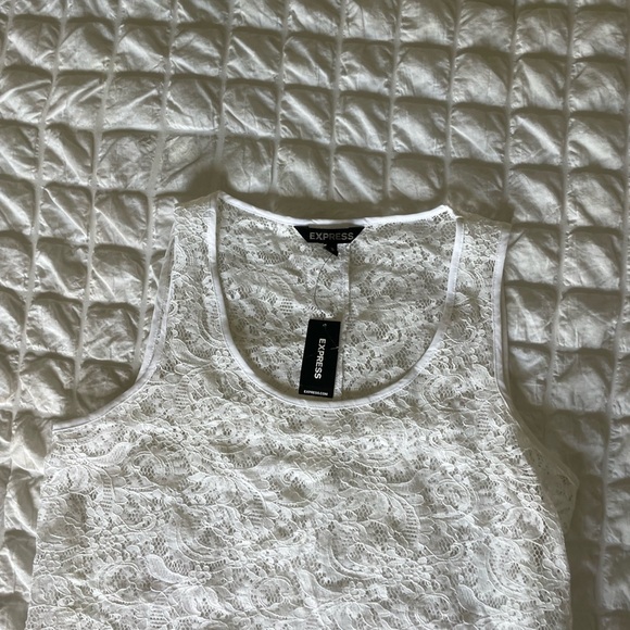 Express White Lace Tank Top - Picture 2 of 7